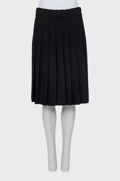 Black pleated wool skirt