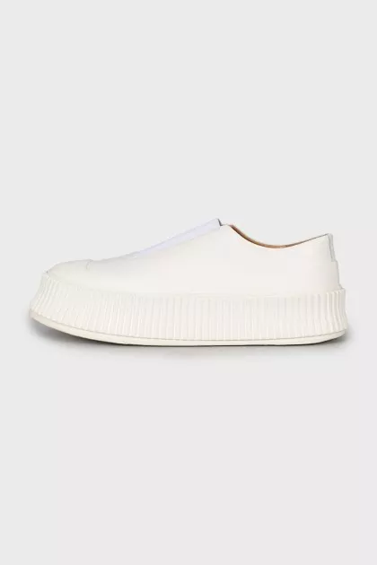 Leather slip-ons with high soles