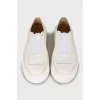 Leather slip-ons with high soles
