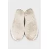 Leather slip-ons with high soles