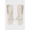 White leather gloves