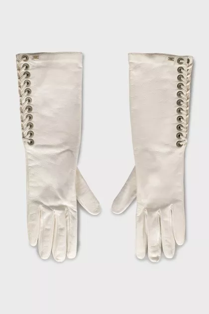 White leather gloves