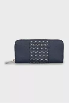 Leather wallet with silver decor