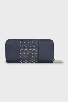 Leather wallet with silver decor