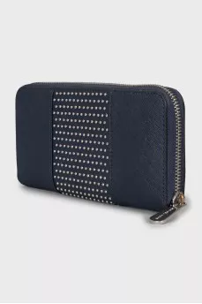 Leather wallet with silver decor