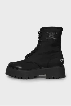 Textile boots with leather toe