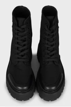 Textile boots with leather toe