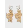 Gold earrings with crystal