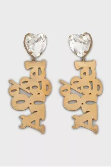 Gold earrings with crystal