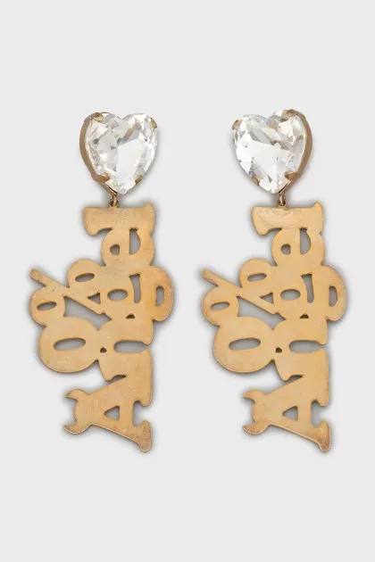 Gold earrings with crystal