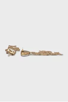Gold earrings with crystal