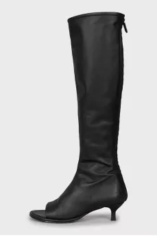 Open toe leather boots