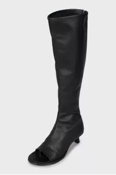 Open toe leather boots