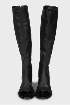 Open toe leather boots