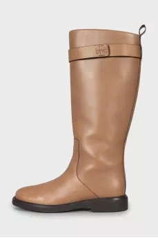 High boots made of brown leather