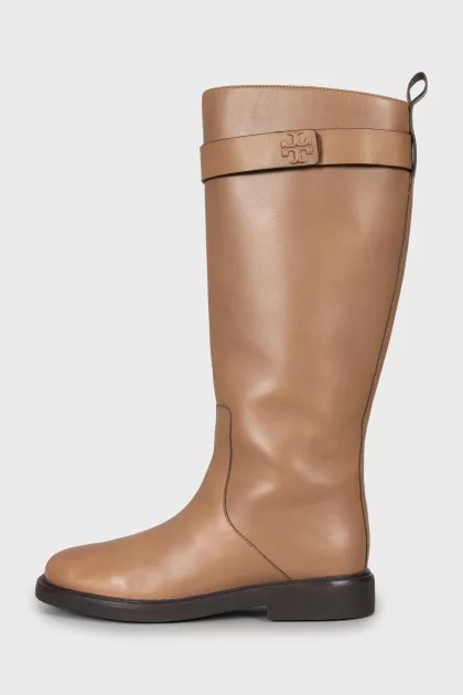High boots made of brown leather