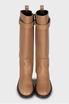 High boots made of brown leather