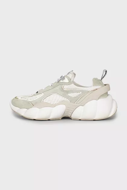 Men's leather and suede sneakers with high soles
