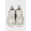Men's leather and suede sneakers with high soles
