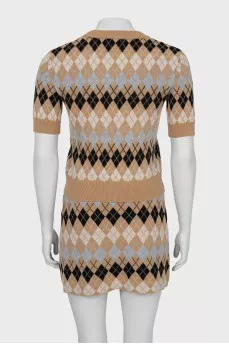 Geometric Print Skirt Suit