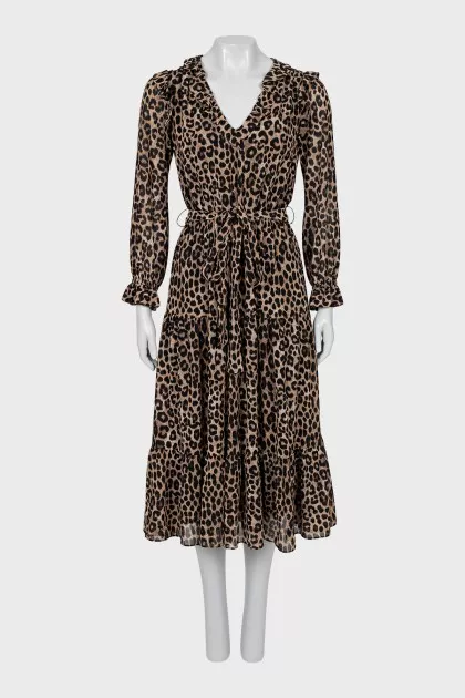 Animal Print Belted Dress