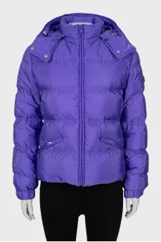 Short purple down jacket