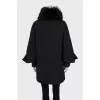 Black down jacket with fur collar