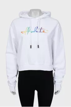 White hoodie with brand logo