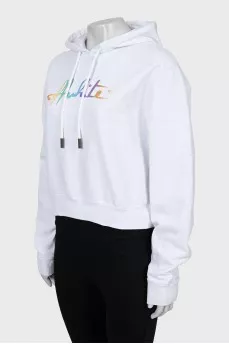 White hoodie with brand logo