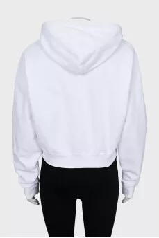 White hoodie with brand logo