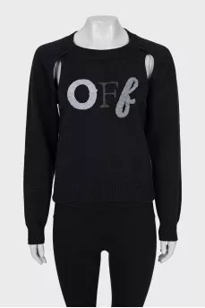 Black jumper with branded embroidery