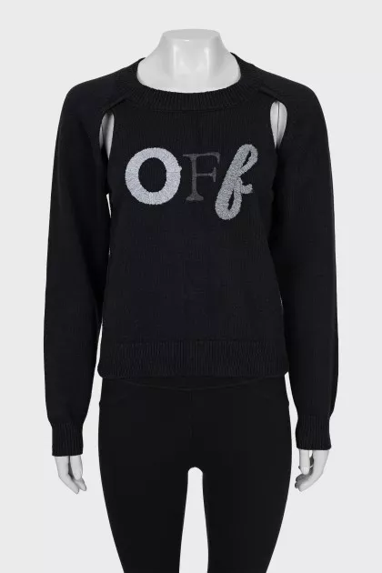 Black jumper with branded embroidery