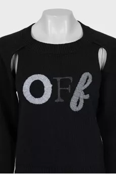Black jumper with branded embroidery