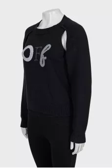 Black jumper with branded embroidery
