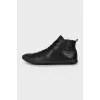 Black leather sneakers
