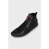 Black leather sneakers