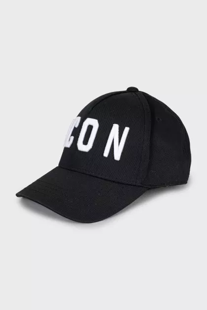 Black cap with branded embroidery