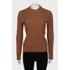 Knitted sweater in brown color