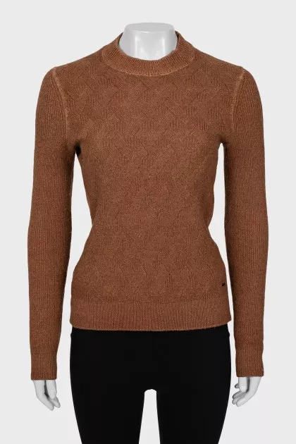 Knitted sweater in brown color