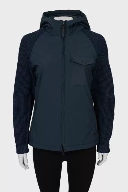 Blue jacket with knitted top