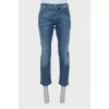 Men's distressed wide leg jeans