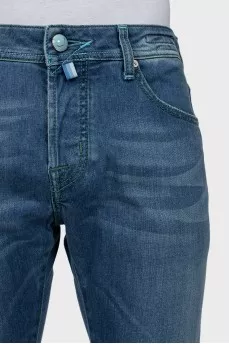 Men's distressed wide leg jeans
