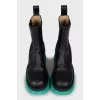 Leather boots with accent sole