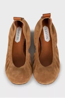 Brown suede ballet flats