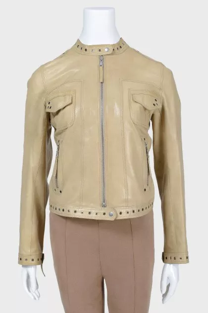 Beige leather jacket
