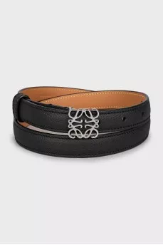 Brown leather belt with signature buckle