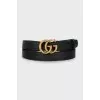 Leather belt with branded buckle