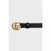 Leather belt with branded buckle