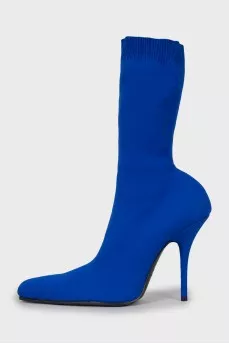 Bright blue textile ankle boots