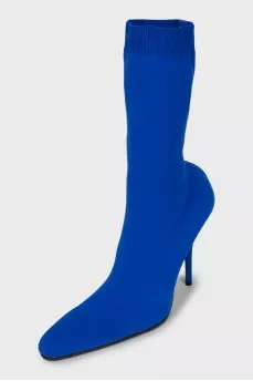 Bright blue textile ankle boots